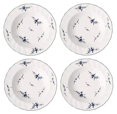 Produktbild von Suppenteller 4er Set 23 cm weiß blau Porzellan