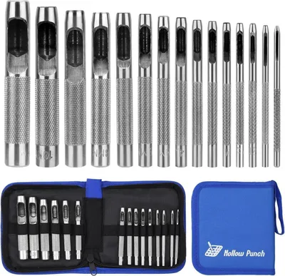 Obrázek produktu pro Děrovací sada 15dílný nástroj na děrování kůže 1-11 mm včetně úložné tašky