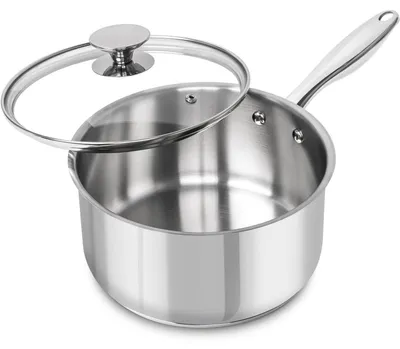 Image de Casserole en acier inoxydable avec couvercle, 2,8 litres, compatible avec les plaques à induction