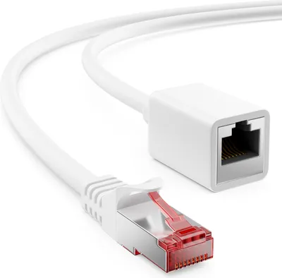 Produktbild von deleyCON 1m Cat6 Patchkabel Verlängerung für Ethernet LAN Netzwerkkabel Internetkabel - RJ45 Stecker auf RJ45 Buchse S/FTP PiMF 250MHz Kupfer - Weiß