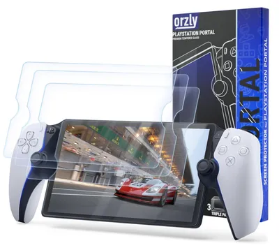 Produktbild von Orzly Glas-Displayschutzfolie für tragbares Zubehör für PlayStation Portal Remote Player, 4 Stück, lebenslange Ausgabe aus gehärtetem Glas