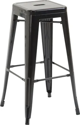 Immagine prodotto di Sgabello da bar dal design industriale - Robusto metallo - Impilabile e di facile manutenzione | Colore: nero