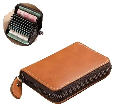Obrázek produktu pro Držák na karty, pravá kůže, design s více přihrádkami, hnědý