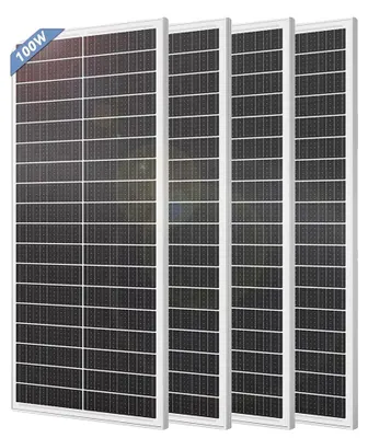 Zdjęcie produktu dla Panele słoneczne, konstrukcja monokrystaliczna, wysoka wydajność, zestaw 4 sztuk, moc 100W