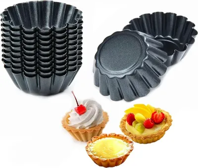 Produktbild von Muffinform, 12 Stš¹ck Mini Tarteform aus Kohlenstoffstahl, Kuchenformen, T?rtchenformen, Antihaft Muffinform Kohlenstoffstahl Tartelette F?rmchen, Wiederverwendbare