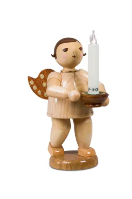 Produktbild von Holzfigur Engel mit Kerze und Krone Höhe 22cm NEU