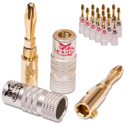 Produktbild von 16x High End Bananenstecker NAUC Bananas 24K vergoldet Banana für Kabel bis 6mm²