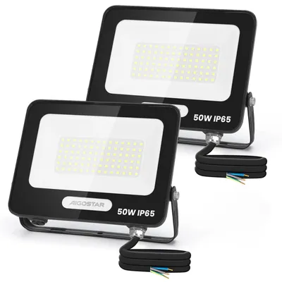 Imagen del producto de Aigostar, focos LED para interior y exterior, 50W, 4500 lúmenes, 6500K (blanco frío), IP65, pack de 2 unidades – 50W, 6500K