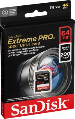 Image de SANDISK SDXC Extreme Pro 64 Go 200 Mo/s UHS-I C10 V30 U3