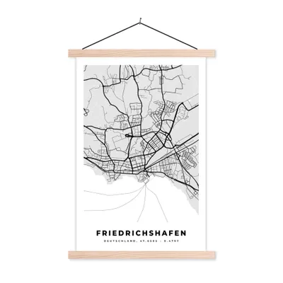 Produktbild von MuchoWow® Textilposter Friedrichschafen - Stadtplan - Deutschland - Karte 60x90 cm mit holzfarbenen Rahmen - Textil