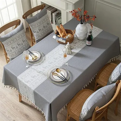 Obrázok produktu pre Ochrana pre povrch stola: obrus z bavlny a ľanu, obrus na konferenčný stolík, moderná prestieraná, obrus, vianočný obrus (140 * 220 cm)