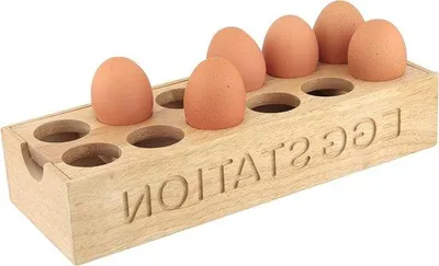Zdjęcie produktu dla Drewniana podstawka na jajka w kolorze brązowym – 32 x 12 x 8 cm