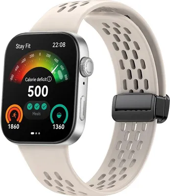 Produktbild von FFO2World Sport-Silikonarmband mit Magnetverschluss für Huawei Watch Fit 4 Pro / Fit 4 / Fit 3 – Atmungsaktiv, bequem, Starlight
