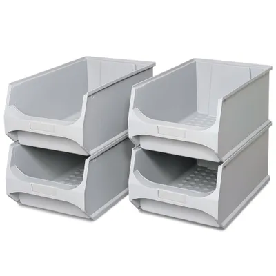 Produktbild von 4 Sichtboxen "PROFI" LB 2, LxBxH 500 x 300 x 200 mm, 21 Liter, grau