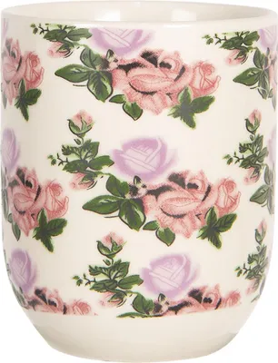 Zdjęcie produktu dla Clayre & Eef Kubek 100 ml Beżowy Różowy Porcelana Kwiaty