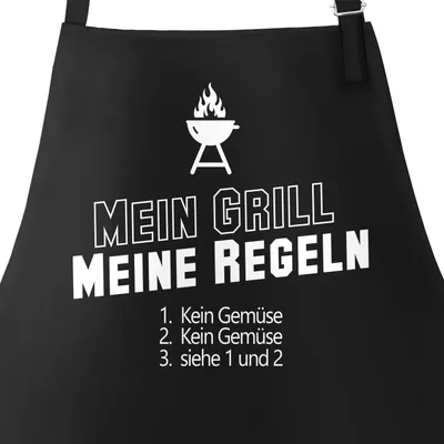 Produktbild von Grill-Schürze mit Spruch Mein Grill meine Regeln kein Gemüse Moonworks® schwarz unisize