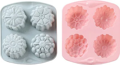 Produktbild von CANDeal Set von 2 Silikonform Blume Silikon Seifenform Schokoladenformen, Backform für Schokolade, Cupcakes, Kuchen, Home Muffinform Tortendeko Seife Form