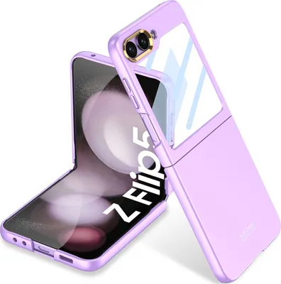 Image de Etui PC mat pour Samsung Galaxy Z Flip 5 avec protection de l'écran et de l'objectif de l'appareil photo Violet