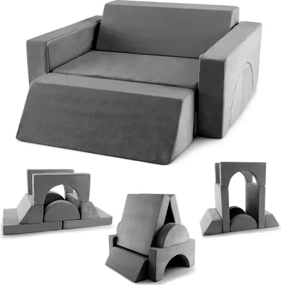 Produktbild von GOPLUS modulare Sofagarnitur, Spielsofa mit abnehmbarem Bezug, Kindercouch aus Schaumstoff Bausteinen, faltbare Couchgarnitur für Kinder ab 1 Jahr
