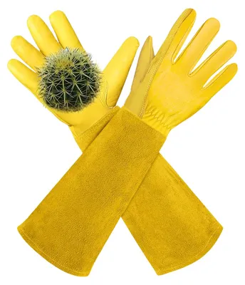 Produktbild von Gartenhandschuhe für Damen/Herren, dornenfeste Leder-Gartenhandschuhe, lange Lederarbeitshandschuhe für Garten- und Hausarbeiten (L)