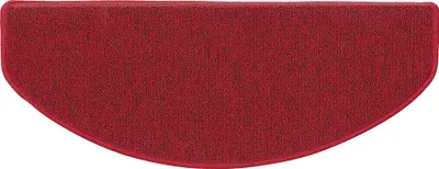 A single red semi-circular stair mat.