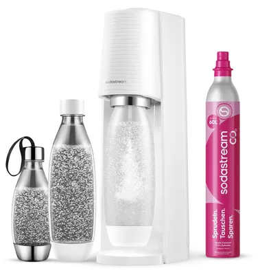 Produktbild von SodaStream Wassersprudler Terra White Value Pack - 2x 1L FUSE Flaschen, 0,5L MOB