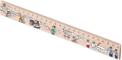 Produktbild von Metrie, Didakt-M07 Holzlineal, bedrucktes Englische Pronomen, 25 cm