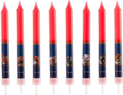 Image de 8 bougies d'anniversaire Spiderman pour gâteau, 9 cm
