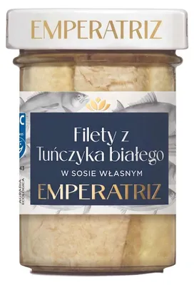 TUŃCZYK BIAŁY FILETY MSC W SOSIE WŁASNYM 200 g (140 g) (SŁOIK) - EMPERATRIZ