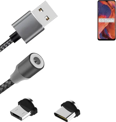 Produktbild von K-S-Trade Hochwertiges Magnet-Lade-kabel Sync-Kabel Daten-Kabel für Nokia 3.4 mit USB-Typ-C-Anschluss und Micro-USB-Anschluss 2A bis zu 480mbps