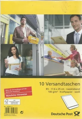 Produktbild von Deutsche Post - 10 Versandtaschen - B5 weiß nassklebend ohne Fenster