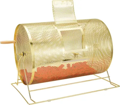 Imagen del producto de Tambor para sorteos, de 14,8 x Ø21,26 pulgadas, con revestimiento de latón. Jaula giratoria para boletos de sorteo, con capacidad para 10000 boletos o 300 bolas de ping pong. Tambor metálico para sorteos con mango de madera. Ideal para boletas de bingo