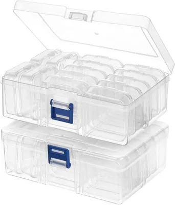Produktbild von Famanu Aufbewahrungsboxen Set – 15 kleine transparente Boxen mit Klappdeckel, 5,5 x 5,5 x 2 cm