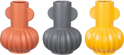 Obrázek produktu pro GILDE Dekorativní váza sada 3 ks, "Futurama", keramika, hnědá, žlutá, šedá V20cm