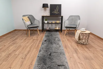 Produktbild von Läufer MARL 100x650 cm Kurzflor Designer Teppichläufer in Grau Antirutsch Gel Basis Teppich