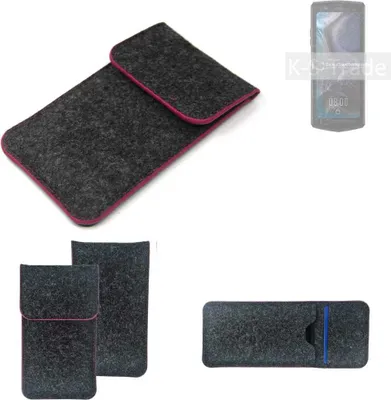 Produktbild von K-S-Trade Handy Schutz Hülle kompatibel mit Cubot Pocket 3 Schutzhülle Handyhülle Filztasche Pouch Tasche Case Sleeve Filzhülle dunkelgrau rosa
