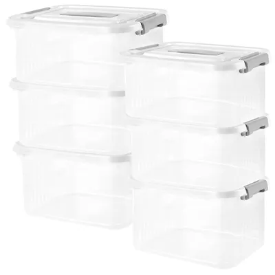 6 Aufbewahrungsboxen mit Deckel, 29x20x15 cm, transparent