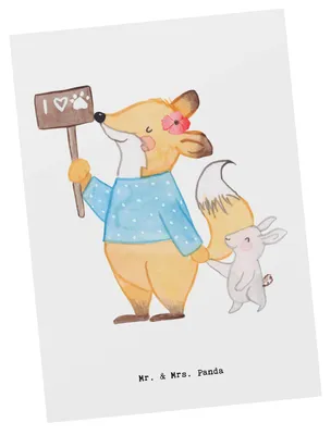 Produktbild von Mr. & Mrs. Panda Postkarte Tierschützerin Herz - Weiß - Geschenk, bildkarte, Ansichtskarte, Grußkarte, Ansichtskarten, Postkarten