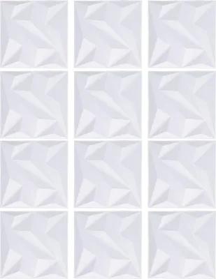 Image de 12pcs Panneau mural décoratif 3D blanc mat 300x300MM Panneau mural PVC texturé pour chambre à coucher arrière-plan de streaming en direct