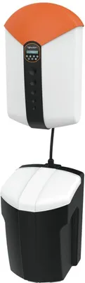 A product shot of a water softener system.