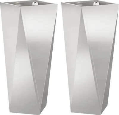 Image de Bac à plantes 2 pcs Argent 30 x 30 x 75 cm Acier inoxydable