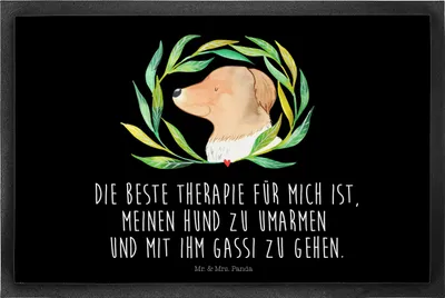 Produktbild von Mr. & Mrs. Panda bodenmatte Hund Blumen 40 x 60 cm - Schwarz - Geschenk, Umarmen, fußmatte, Vierbeiner, Eingangsmatte, Hundeliebe, Hunde, Schmutzmatte, Sprüche