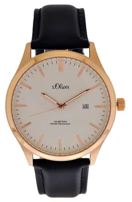 Produktbild von s.Oliver Herren-Armbanduhr SO-3477-LQ Leder schwarz Datum99,95€ NEU