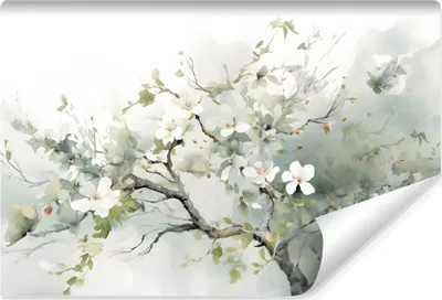 Produktbild von Muralo Selbstklebende Fototapete KIRSCHBLÜTEN Blätter Natur Aquarell Br. 416cm x Hö. 254cm