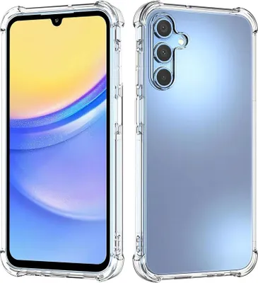 A clear protective phone case shown from two angles, front and back.