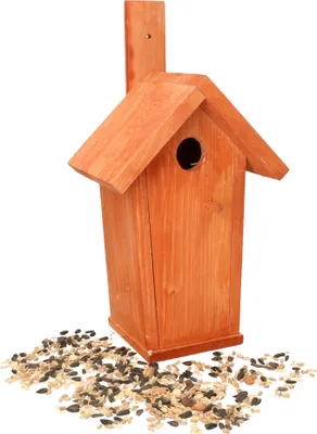 Image de KOTARBAU® Mangeoire pour oiseaux Acajou à suspendre + nourriture e