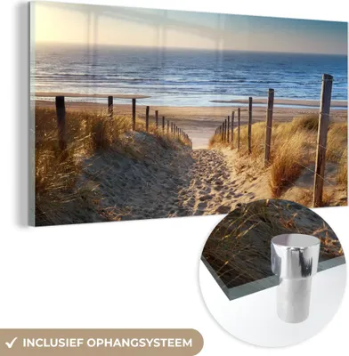 Produktbild von MuchoWow Glasbilder - Bilder auf Wandbild - Foto auf Glas Strand - Meer - Niederlande - Dünen - Sonne 40x20 cm Wanddekoration aus Glas - Acrylglasbild - Acrylbilder - Modern - Wandgemälde auf Glas