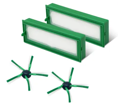 Ersatzteile für Vorwerk Kobold VR200 VR300, 2 HEPA-Filter + 2 Seitenbürsten