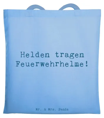Produktbild von Mr. & Mrs. Panda Jutebeutel Spruch Feuerwehrmann Helden - Sky Blue - Geschenk, Tasche, Danke sagen, Tapferkeit, Schultasche, Stoffbeutel, Anerkennung, Einkaufstasche