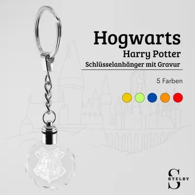 Produktbild von Harry Potter Hogwarts Wappen Schlüsselanhänger LED Multicolor mit Geschenkbox